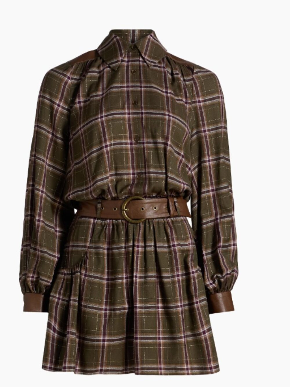 Ramy Brook  Jim Check Belted Mini-Shirtdress